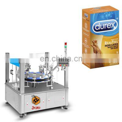 JKMF Small Vertical Rotary Type Condom Sachet Cartoning Box Packing Machine