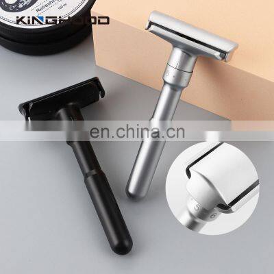 Biodegradable Custom Metal Black Double Edge Adjustable Safety Razor for Men