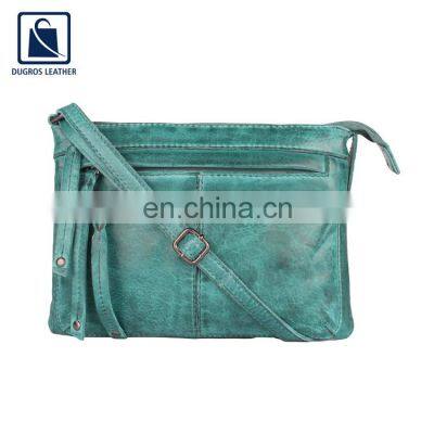 Indian Supplier of Premium Quality Top Selling Vintage Style Silver Antique Lining Genuine Leather Women Sling Bag