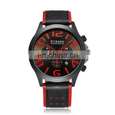 CURREN Brand Men's Watch Luminous Small Three - Stitch Leather Men's Watch Sport Waterproof Quartz Watch