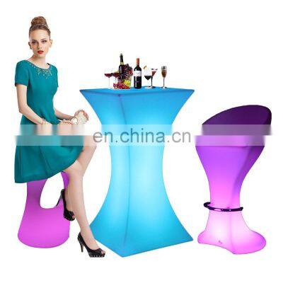 high table and chair /Rechargeable plastic LED outdoor furniture light up color changing illuminated Bar Tables and Chairs