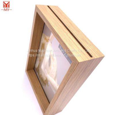Wood Grain Finish Double Sided Glass Photo Square Picture Frame photo-5