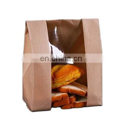 Eco friendly Wholesale Custom printed Food Packaging Kraft Bread Packing Paper Bag With Clear Window