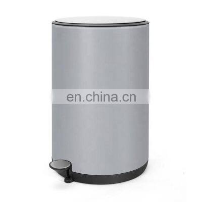 Trash Bin With Lid Household Round Pedal Stainless Steel Rubbish Trash Can