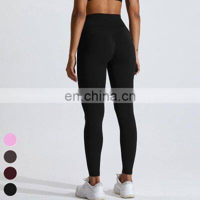 Custom Peach Hip V-Arc Waisted Running Sports Leggings Scrunch Butt High Waist Fitness Pants Seamless Yoga Leggings For Women photo-3