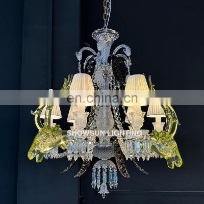 Custom lobby luxury pendant light glass crystal living room chandelier