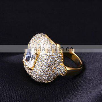 Newest Statement Fashion Pave Setting Cubic Zirconia Chunky Bridal Wedding Ring photo-4