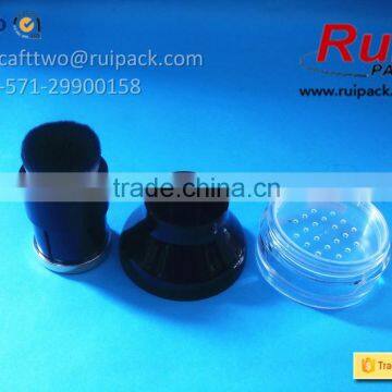 Plastic Clear Loose Powder Case With Lockable Sifter, Black Loose Powder Jar/container With Brush Cap photo-4