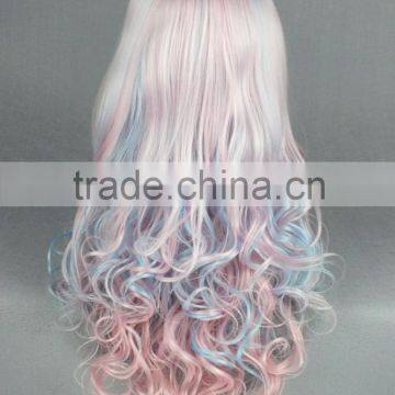 High Quality 70cm Long Wave Beautiful Lolita Wig Color Mixed Synthetic Anime Cosplay Hair Wig Party Wig photo-4