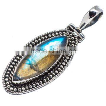 925 SOLID STERLING FINE SILVER LABRADORITE PENDANT