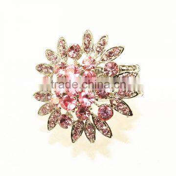 Multi Crystal Stone Elastic Girl Jewelry Flower Shaped Ring photo-3