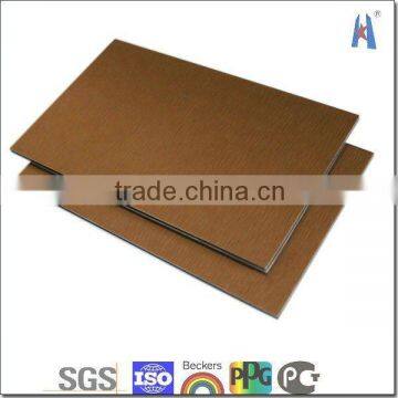 Classical 4mm Brushed Palm Copper Aluminum Composite Panel acp