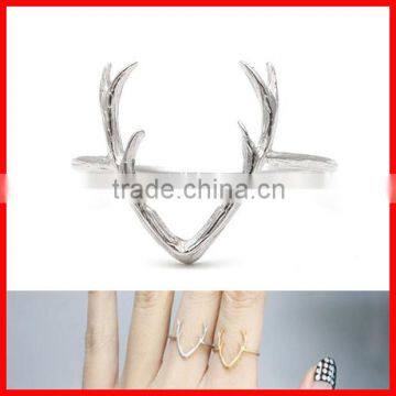 2015 new arrived high polish shinny 925 stelring silver christmas jewelry fashion Antlers ring