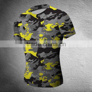 2016 hotsale custom camouflage shirt gym wear wholesale fitness apparel manufacturers