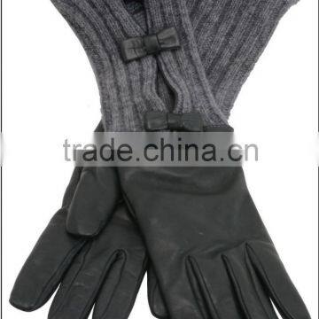 Churidar stiching designs leather glove with acrylic cuff for women