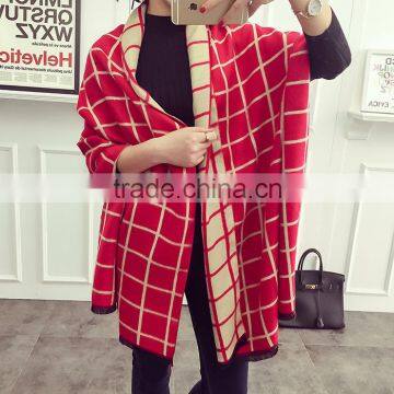 Latest Design Soft Warm Maxi Wool Cashmere Ladies Plaid Shawl photo-4