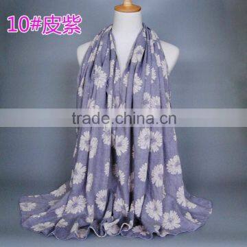 New Style Autumn Winter Sunflower Printed Cotton Linen Muslim Hijab Shawls And Scarves