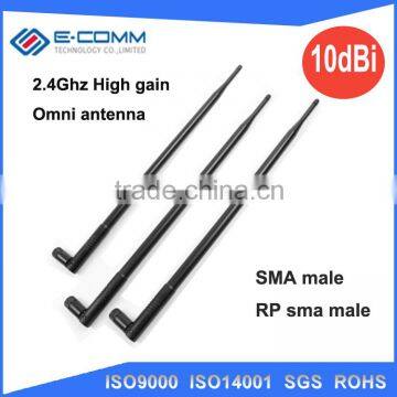 Hot sale!! 2.4Ghz high-gain omni 10 dBi antenna with SMA connector for wireless router,network card