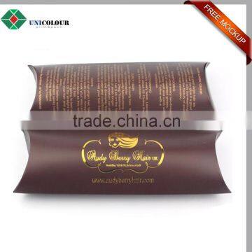 gold foiled fashion pillow hair extension packaging box