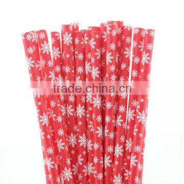 Disposable Christmas decorative Snowflake Paper Straws