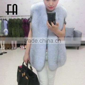 Factory direct fashion real fox fur vest woman natural blue fox fur vest