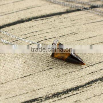 NE2367-6 Tiger eye gemstone with silver cap Pendant necklace                        
                                                Quality Choice