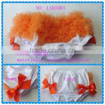 orange toddlers ruffle bloomers,Halloween infant chiffon ruffle diaper cover,baby disaper newborn photo prop