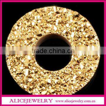 24k Gold Donut Natural Drusy Stone For Jewelry