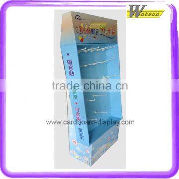 New design shop and supermarket hot sale cardboard display shelf with plastic hook