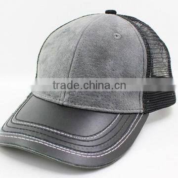 Leather Brim Grey Trucker Hats With High Quality photo-5