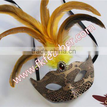 Yellow Roster Feather Decoration Party Mask Supplies photo-2