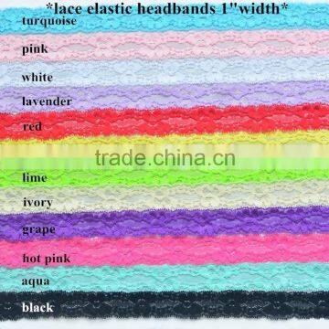 Fancy 1" width stretch lace elastic trim in stock,lace elastic wholesale for baby headband