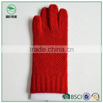 Red color soft acrylic gloves,cheap knitted winter gloves