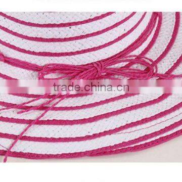 QXSH0053B Wide Brim Straw Hat New Summer Striped Bucket Beach Hat photo-6