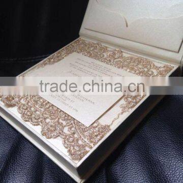 Fany Lace With Ivory Cardstock Handmade Wedding Invitations Card photo-2