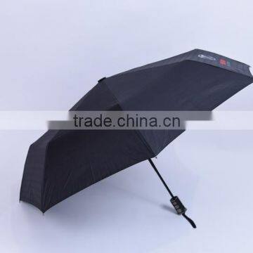 Auto open customized logo printed plastic handle car 3 fold umbrella