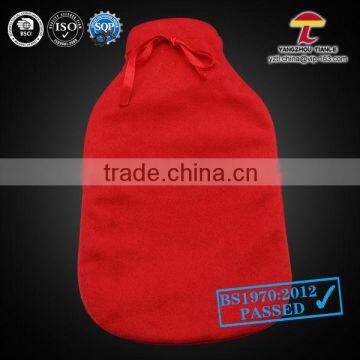 hot water bottle with fleece cover whole red with silk bowknot