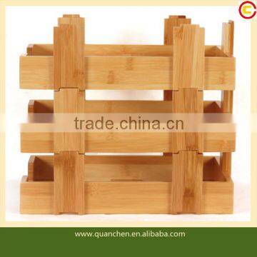 Stackable Three Layers Bamboo Office File Rack photo-4