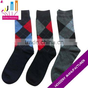 men cotton business socks with rhombus