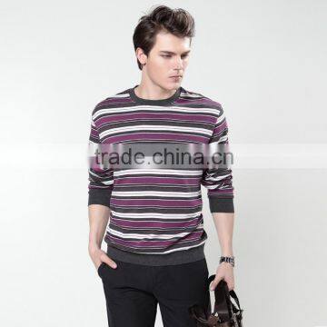 Brand stripe T-shirt autumn cotton round collar men's long sleeve T-shirt Pure cotton long sleeve T-shirt