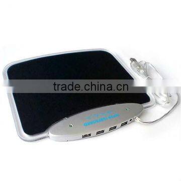 Multifunction mouse pad with usb hub and with led light at the mouse pad all sides