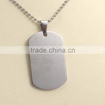 Smooth Plain Dog Tag Pendant Stainless Steel Necklace photo-5