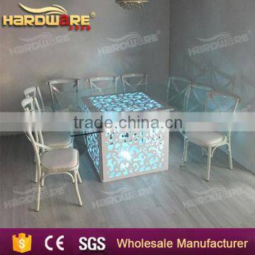 Luxury Led Dining Table , Colored Light Wooden Wedding Banquet Table photo-3
