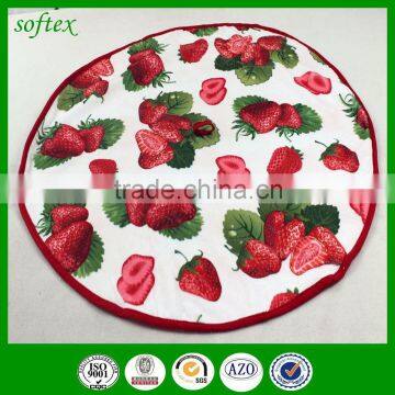 China Supply Round Type Printing Cotton Kitchen Towel With Ties