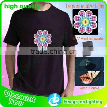 EL Light flash equalizer t-shirt/Cotton el led t-shirts with custom design