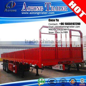 Made in China tri axle side column board truck trailer with container lock optional