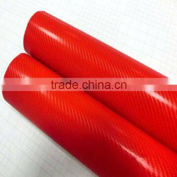 Smart 1.52 * 30M air free bubbles pvc glossy 4d car cover red carbon fiber vinyl