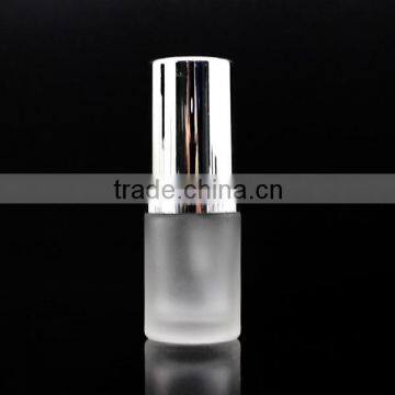 fancy 15ml lotion glass bottle with silver press pump