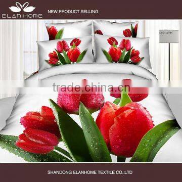 100% cotton hot sale 4 pcs 3D reactive printed flower bedding set