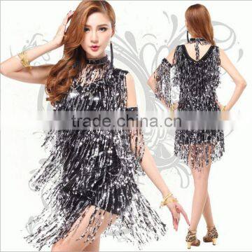 2016 New Arrivals Latin Dance Costumes for Women Laser Sequins Skirt Latin Ballroom Dress on Sale